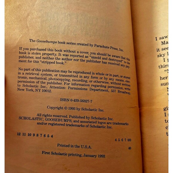 Goosebumps Book The Curse of the Mummy's Tomb #5 RL Stine 1993 1st Ed No Number - Picture 4 of 5